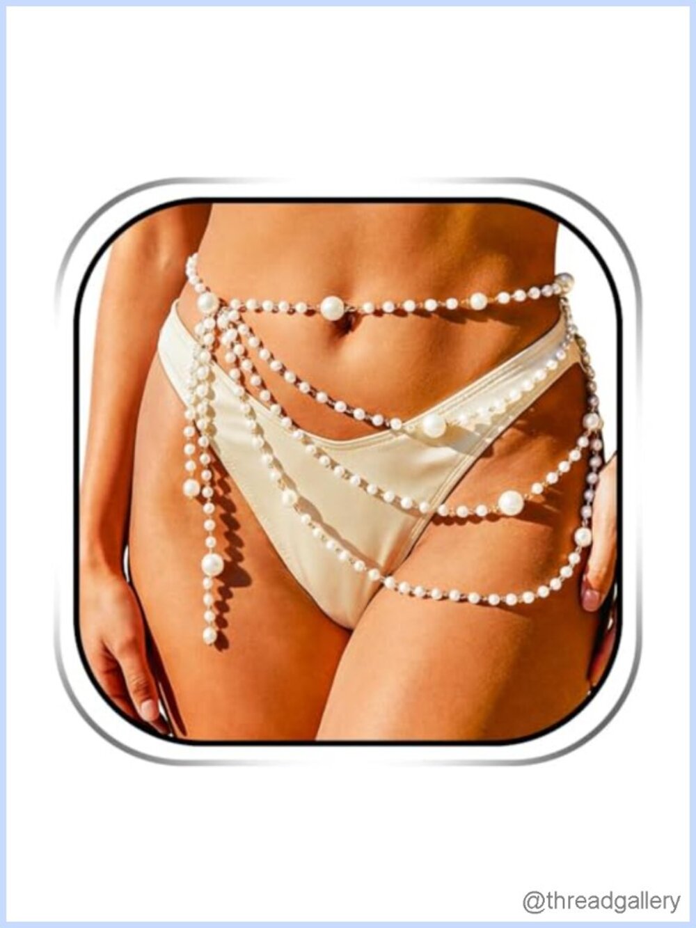 Pearl Chain Belt Tassel Body Chain Waist Jewelry for Women